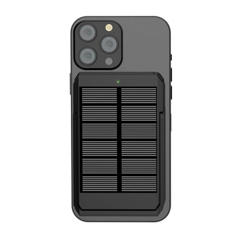 Skywave 5000mah Solar Powerbank, 10W Wireless aus rPlastik schwarz bedrucken, Art.-Nr. P322.361