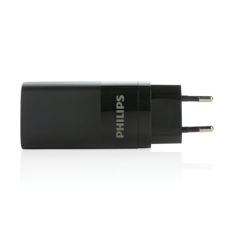 Philips 65W Ultra-Schnell-PD 3-Port-USB-Wandladegerät schwarz bedrucken, Art.-Nr. P301.281