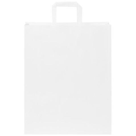 Kraftpapiertasche 80-90 g/m² mit flachen Griffen – 32 × 12 × 40 cm, weiss bedrucken, Art.-Nr. 1PQ00501