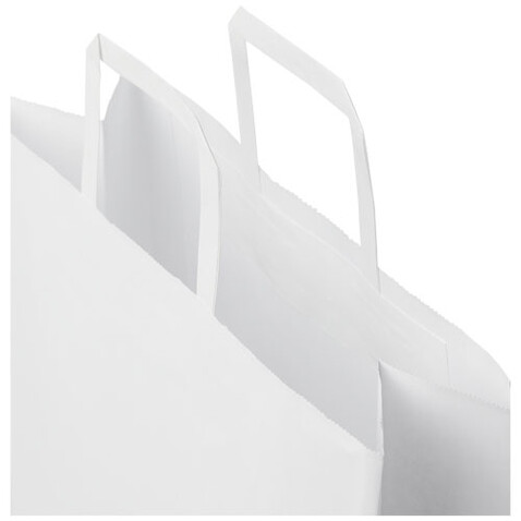 Kraftpapiertasche 80-90 g/m² mit flachen Griffen – 32 × 12 × 40 cm, weiss bedrucken, Art.-Nr. 1PQ00501