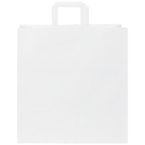 Kraftpapiertasche 80-90 g/m² mit flachen Griffen – 34 × 20 × 35 cm, weiss bedrucken, Art.-Nr. 1PQ00701