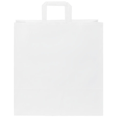 Kraftpapiertasche 80-90 g/m² mit flachen Griffen – XL, weiss bedrucken, Art.-Nr. 1PQ00701