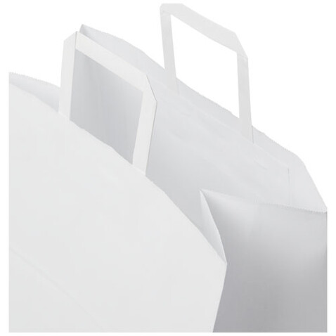 Kraftpapiertasche 80-90 g/m² mit flachen Griffen – 34 × 20 × 35 cm, weiss bedrucken, Art.-Nr. 1PQ00701