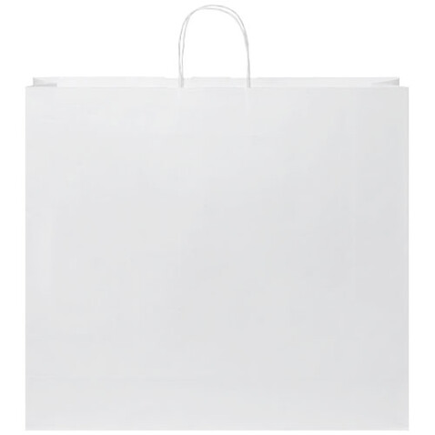 Kraftpapiertasche 90-100 g/m² mit gedrehten Griffen – 49,5 × 14 × 44 cm, weiss bedrucken, Art.-Nr. 1PQ00801