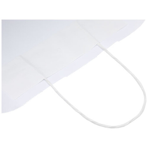 Kraftpapiertasche 90-100 g/m² mit gedrehten Griffen – 49,5 × 14 × 44 cm, weiss bedrucken, Art.-Nr. 1PQ00801