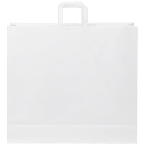 Kraftpapiertasche 90-100 g/m² mit flachen Griffen – 49,5 × 14 × 44 cm, weiss bedrucken, Art.-Nr. 1PQ00901