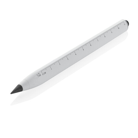 Eon Infinity Multitasking Stift aus RCS recycelt. Aluminium weiß bedrucken, Art.-Nr. P221.013