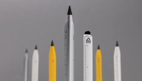 Eon Infinity Multitasking Stift aus RCS recycelt. Aluminium silber bedrucken, Art.-Nr. P221.012