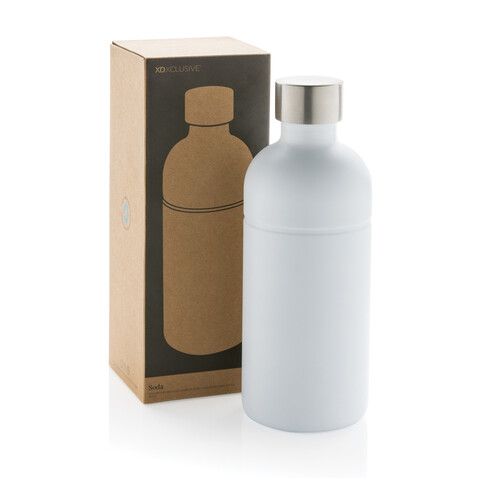 Soda Trinkflasche aus RCS-zertifiziertem Stainless-Steel weiß bedrucken, Art.-Nr. P435.803