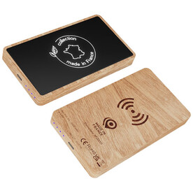 SCX.design P34 kabellose Powerbank aus Holz 5000 mAh, hellbraun bedrucken, Art.-Nr. 1PX12570