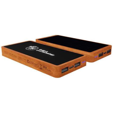 SCX.design P32 Solar-Powerbank 10.000 mAh mit Leuchtlogo, holz bedrucken, Art.-Nr. 1PX12871