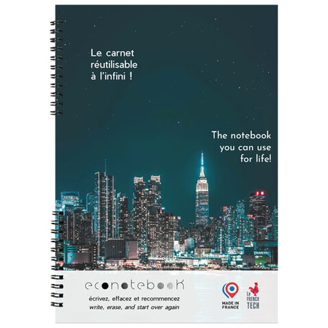 EcoNotebook NA4 wiederverwendbares Notizbuch mit Standardcover, weiss bedrucken, Art.-Nr. 1PX14101