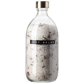 Wellmark Just Relax Badesalz mit Rosenduft, 500 ml, transparent klar bedrucken, Art.-Nr. 12630701