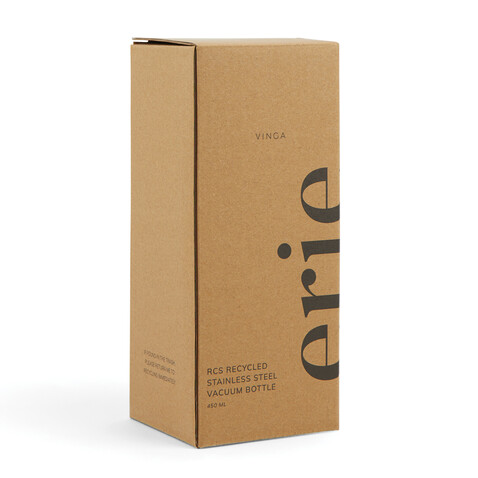 VINGA Erie 450ml Vakuumflasche aus RCS recyceltem Stahl silber bedrucken, Art.-Nr. V430012