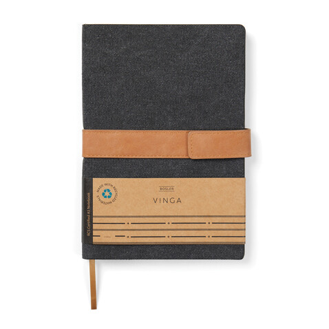 VINGA Bosler Notizbuch aus RCS recyceltem Papier schwarz bedrucken, Art.-Nr. V773301