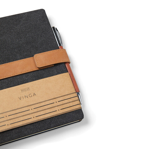 VINGA Bosler Notizbuch aus RCS recyceltem Papier schwarz bedrucken, Art.-Nr. V773301