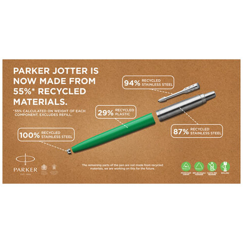 Parker Jotter Recycled Kugelschreiber, grün bedrucken, Art.-Nr. 10786561