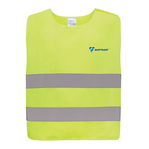 Sicherheitsweste aus GRS recyceltem PET 7-12 Jahre gelb bedrucken, Art.-Nr. P239.766