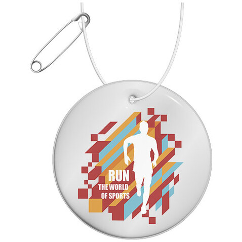RFX™ H-16 Reflektierender, mittelgroßer, runder Anhänger, weiss bedrucken, Art.-Nr. 1PR02101 RFX™ H-16 Reflektierender, mittelgroßer, runder Anhänger, weiss bedrucken, Art.-Nr. 1PR02101