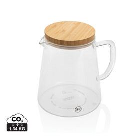 Ukiyo Borosilikat-Glaskaraffe mit Bambusdeckel 1.2L transparent bedrucken, Art.-Nr. P264.060