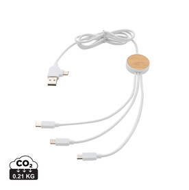 Ontario 6-in-1 Kabel aus RCS recyceltem Kunststoff weiß bedrucken, Art.-Nr. P302.463