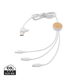 Ontario 6-in-1 Kabel aus RCS recyceltem Kunststoff weiß bedrucken, Art.-Nr. P302.463