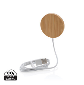 10W Bambus magnetischer Wireless Charger braun bedrucken, Art.-Nr. P302.639