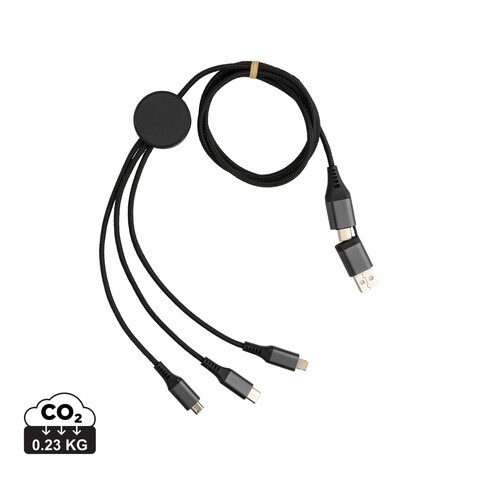 Terra 60W 120cm 6-in-1-Kabel aus RCS recyceltem Aluminium grau bedrucken, Art.-Nr. P302.682