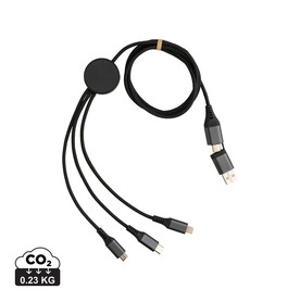 Terra 60W 120cm 6-in-1-Kabel aus RCS recyceltem Aluminium grau bedrucken, Art.-Nr. P302.682