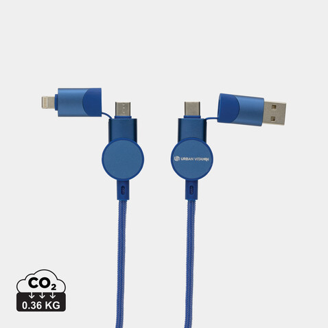 Oakland RCS rKunststoff 1,2m 6-in-1 Fast-Charging 45W Kabel blau bedrucken, Art.-Nr. P302.705