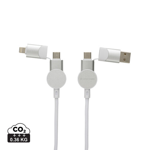 Oakland RCS rKunststoff 1,2m 6-in-1 Fast-Charging 45W Kabel weiß bedrucken, Art.-Nr. P302.703