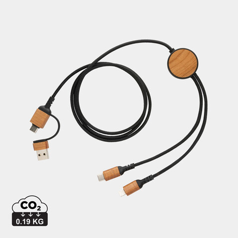 Ohio 6-in-1-Kabel aus RCS zertifiziert recyceltem Kunststoff schwarz bedrucken, Art.-Nr. P302.861