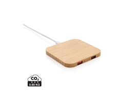 5W-Wireless-Charger aus Bambus mit USB bedrucken, Art.-Nr. P308.14