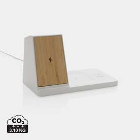 Ontario 15W 3-in-1 Charger aus RCS rec. Kunststoff & Bambus weiß bedrucken, Art.-Nr. P308.493 Ontario 15W 3-in-1 Charger aus RCS rec. Kunststoff & Bambus weiß bedrucken, Art.-Nr. P308.493