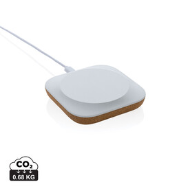 Oregon Wireless-Charger aus RCS recyc. Kunststoff &amp;amp; Kork braun bedrucken, Art.-Nr. P308.589