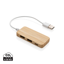 Bambus-Hub mit Type-C braun bedrucken, Art.-Nr. P308.739 Bambus-Hub mit Type-C braun bedrucken, Art.-Nr. P308.739