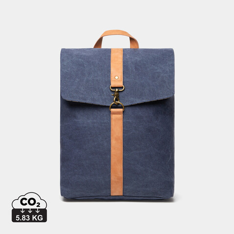 VINGA Bosler Rucksack aus GRS recyceltem Canvas navy blau bedrucken, Art.-Nr. 521021