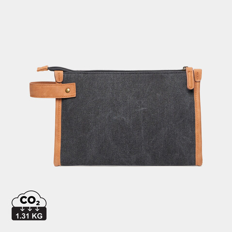 VINGA Bosler Kulturbeutel aus GRS recyceltem Canvas schwarz bedrucken, Art.-Nr. 522419