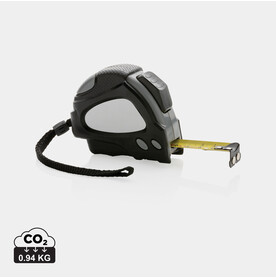 Auto-Stop-Maßband aus recyceltem Kunststoff, 5m/19mm schwarz bedrucken, Art.-Nr. P112.171