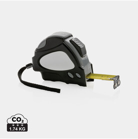 Auto-Stop-Maßband aus recyceltem Kunststoff, 8m/25mm schwarz bedrucken, Art.-Nr. P112.181