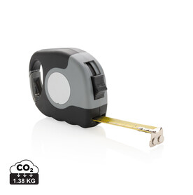 5m/19mm Maßband mit Karabinerhaken grau, schwarz bedrucken, Art.-Nr. P113.652