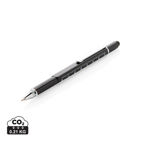 5-in-1 Aluminium Tool-Stift schwarz bedrucken, Art.-Nr. P221.551