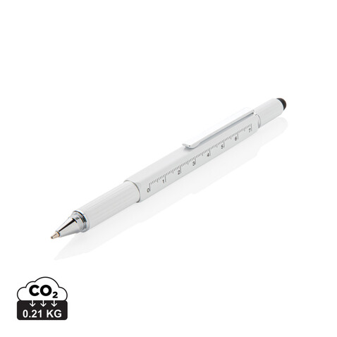 5-in-1 Aluminium Tool-Stift weiß bedrucken, Art.-Nr. P221.553