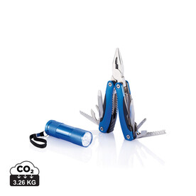 Multitool und Taschenlampen Set blau bedrucken, Art.-Nr. P238.085