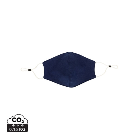 Wiederverwendbare 2-lagige Baumwoll-Gesichtsmaske navy blau bedrucken, Art.-Nr. P265.895