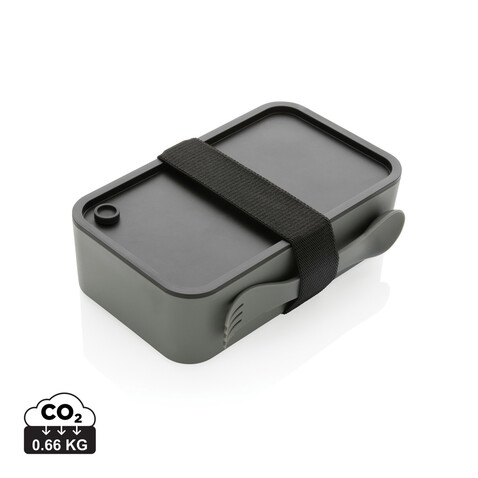 GRS RPP Lunchbox mit Göffel grau bedrucken, Art.-Nr. P269.052