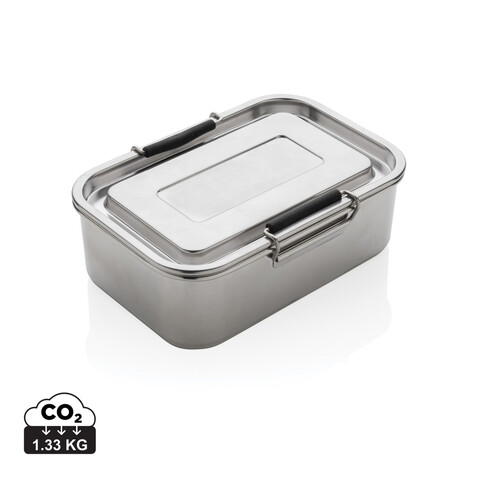 Auslaufsichere Lunchbox aus RCS recyceltem Stainless Steel silber bedrucken, Art.-Nr. P269.082