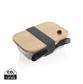 Lunch-Box aus Glas mit Bambusdeckel transparent bedrucken, Art.-Nr. P269.560