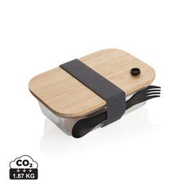 Lunch-Box aus Glas mit Bambusdeckel transparent bedrucken, Art.-Nr. P269.560