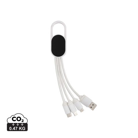 4-in-1 Kabel mit Karabiner-Clip weiß bedrucken, Art.-Nr. P302.073